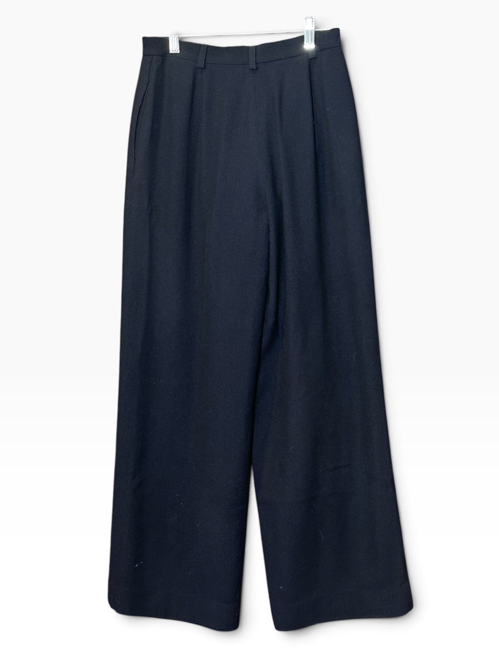 Lauren Ralph Lauren 4P Wool Wide Leg Pants Pleated High Rise Navy USA Vintage - Picture 3 of 7